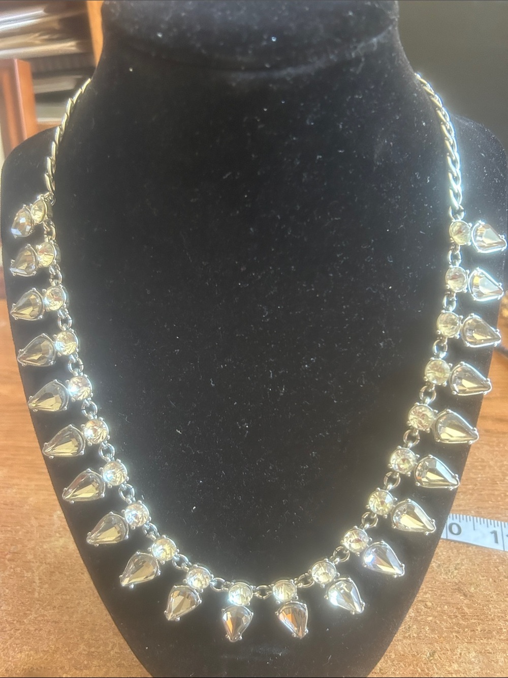 Gold-Tone Teardrop Crystal Statement Necklace